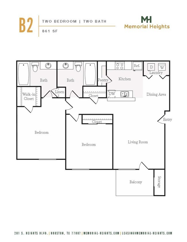 Two bedroom B2 1013 floor plan